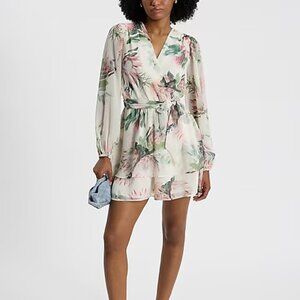 Floral V-Neck Surplice Tie Waist Romper